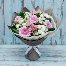 Букет цветов из:  Герберы, Альстромерии и Хризантемы #REPLACE_PRED# Восточный Тульская область