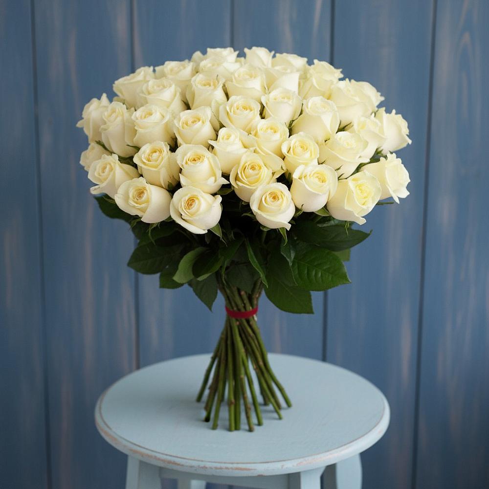 Букет 51 Белая роза Эдлесс Лав в Восточный Тульская область