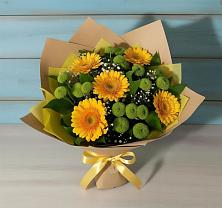 Букет цветов из:  Герберы и Хризантемы в Восточный Тульская область