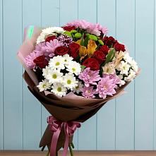 Букет цветов из:  Розы, Хризантемы и Альстромерии в Восточный Тульская область