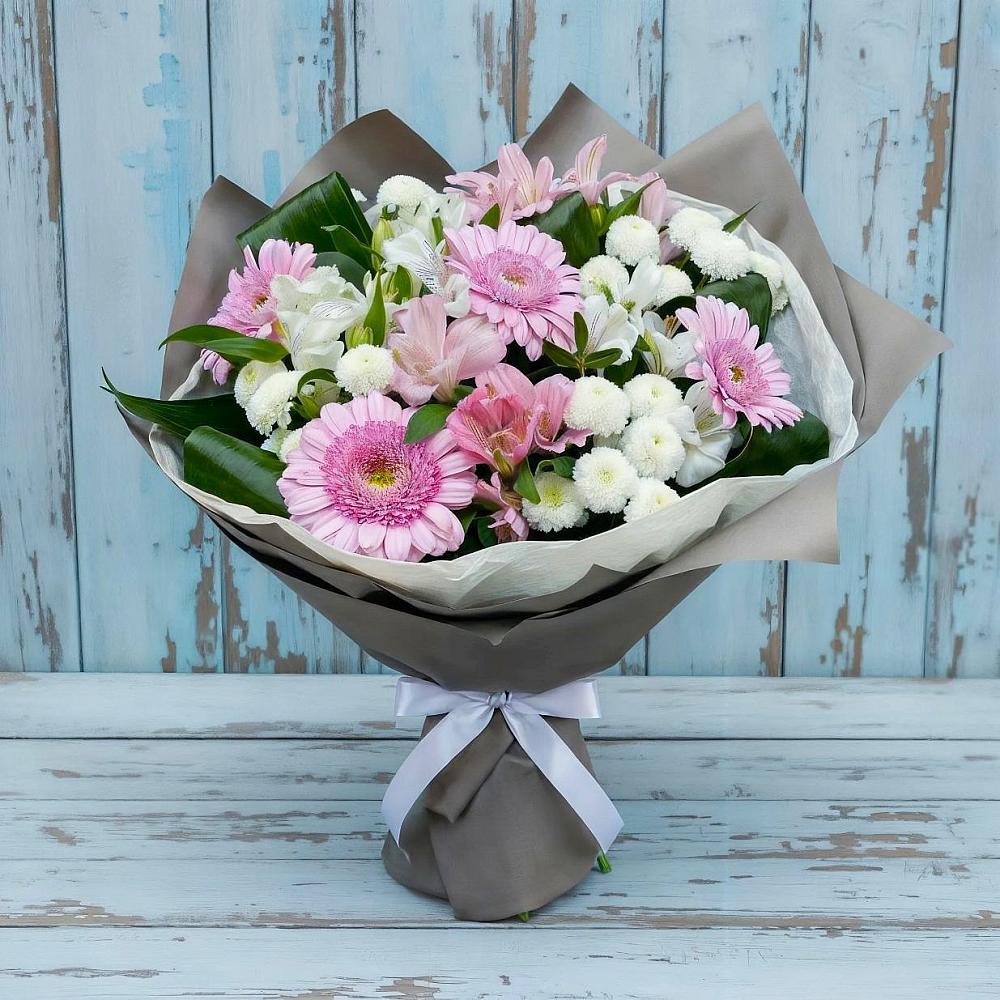 Букет цветов из: Герберы, Альстромерии и Хризантемы в Восточный Тульская область